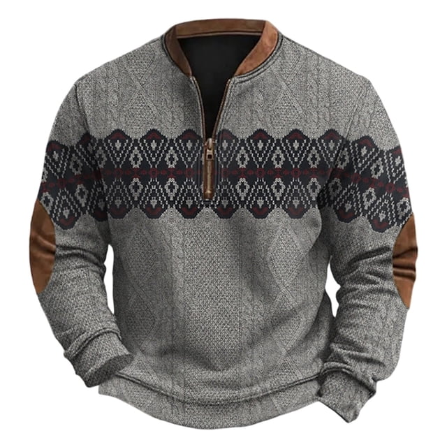 Chandail en Molleton à Fermeture Éclair pour la Mode Urbaine Décontractée de Tous les Jours avec Design Imprimé – Chandail à Col Rond à Manches Longues et Coupe Ample pour Toutes les Saisons