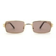 thumbnail image 2 of Spring Loaded Hinge Arm Pop Color Rectangle Dad Shade Sunglasses Gold Brown, 2 of 4