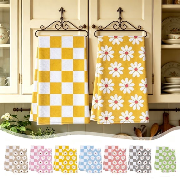 PYURTEP Weave Kitchen Towels 2 Pcs Ultra Soft Cotton Cleaning Rags Super Absorbent Quick Drying Dish Towels for Kitchen Cleaning