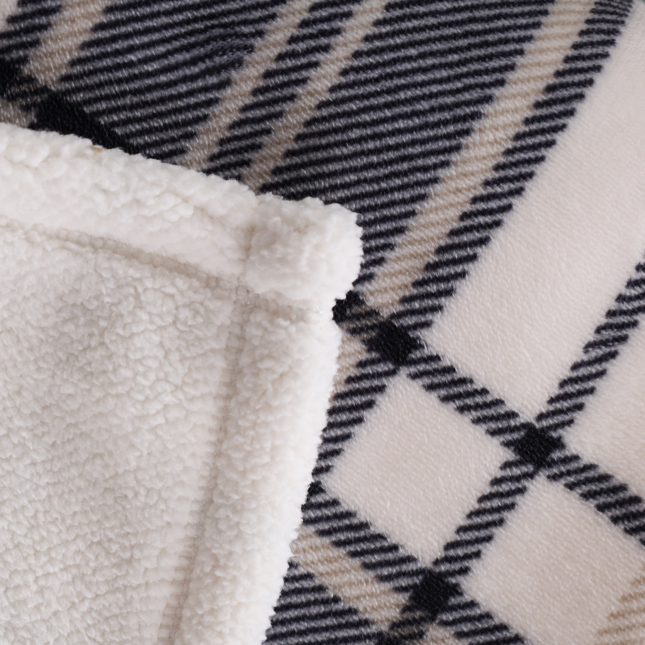 Mainstay Reversible Printed Velvet Plush and Hampshire Faux Shearling Soft Throw Blanket, Standard Size, Tartan Plaid