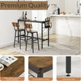 thumbnail image 6 of Bar Table Set for 2 with Folding Wine Holder, Pub Bistro Dinning Table and Stools with Backrest, Counter Height Bar Table Set for Apartment, Kitchen, Small Space, 6 of 18