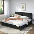 thumbnail image 3 of Sifurni King Size Platform Bed Fame with Upholstered Adjustable Leather Headboard, Black, 3 of 7