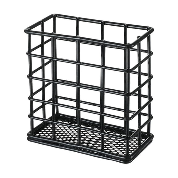 Wire Metal Pencil Holder for Desk, Black Pen Organizer Cup, Rectanglar Desktop Storage Basket for Home Dorm Use, Office Supplies, Stationery