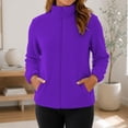 thumbnail image 5 of Annhoo Womens Fleece Full Zip Jackets Stand Collar Casual Solid Color Fall Winter Outerwear Coat with Pockets, 5 of 9