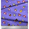 thumbnail image 3 of Soimoi Purple Heavy Satin Fabric Star & Human Face Print Sewing Fabric Yard 54 Inch Wide, 3 of 3