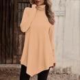 thumbnail image 2 of Lindreshi Long Sleeve Shirts for Women Temperament Solid Color Long Sleeved Round Neck Irregular Long Sleeved T-Shirt, 2 of 6