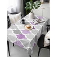 thumbnail image 6 of Geometric Morocco Table Cloth 54x108 Inch Rectangle, Quatrefoil Lattice Purple Grey Waterproof Tablecloth Washable Table Cover for Party Picnic Dinner Decor, 6 of 9