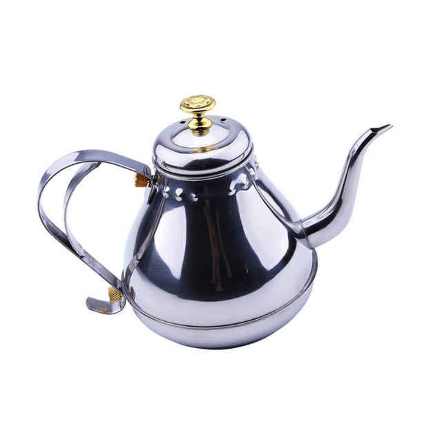 Dispensador de aceite, olla con fino, regadera, dispensador de ensalada, Camping, tetera de café con cuello de cisne, tetera para cocina casera Plata