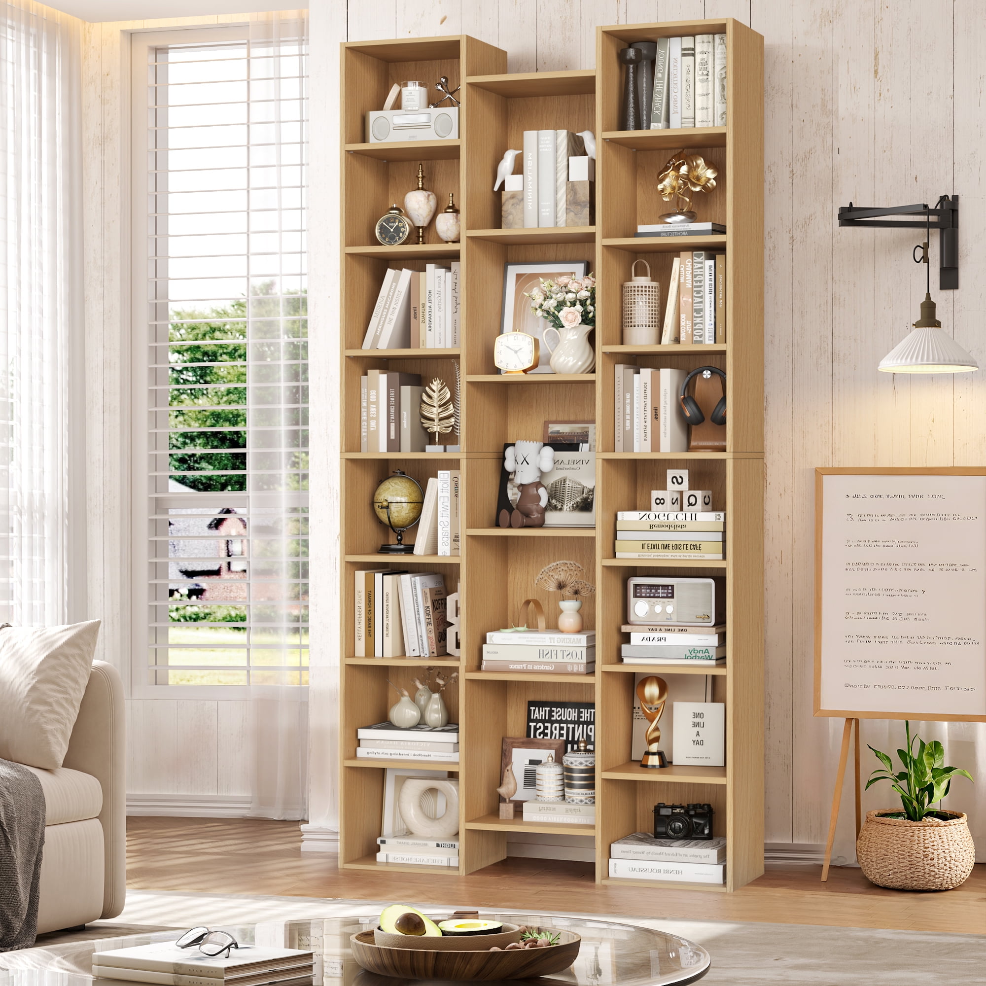 Homfa 21-Cube Bookcase, 71'' Tall Wooden Bookshelves with