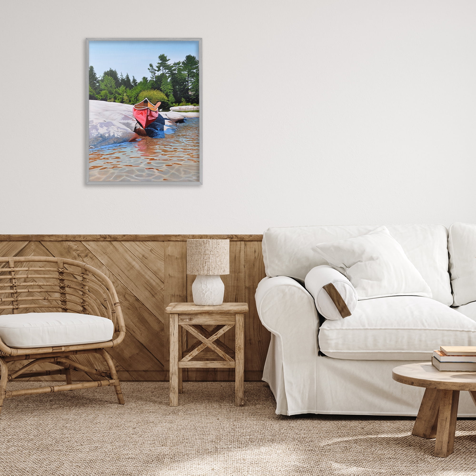 Stupell Industries Canoe at Water's Edge Gray Framed Giclee Art, design by Kenneth M Kirsch