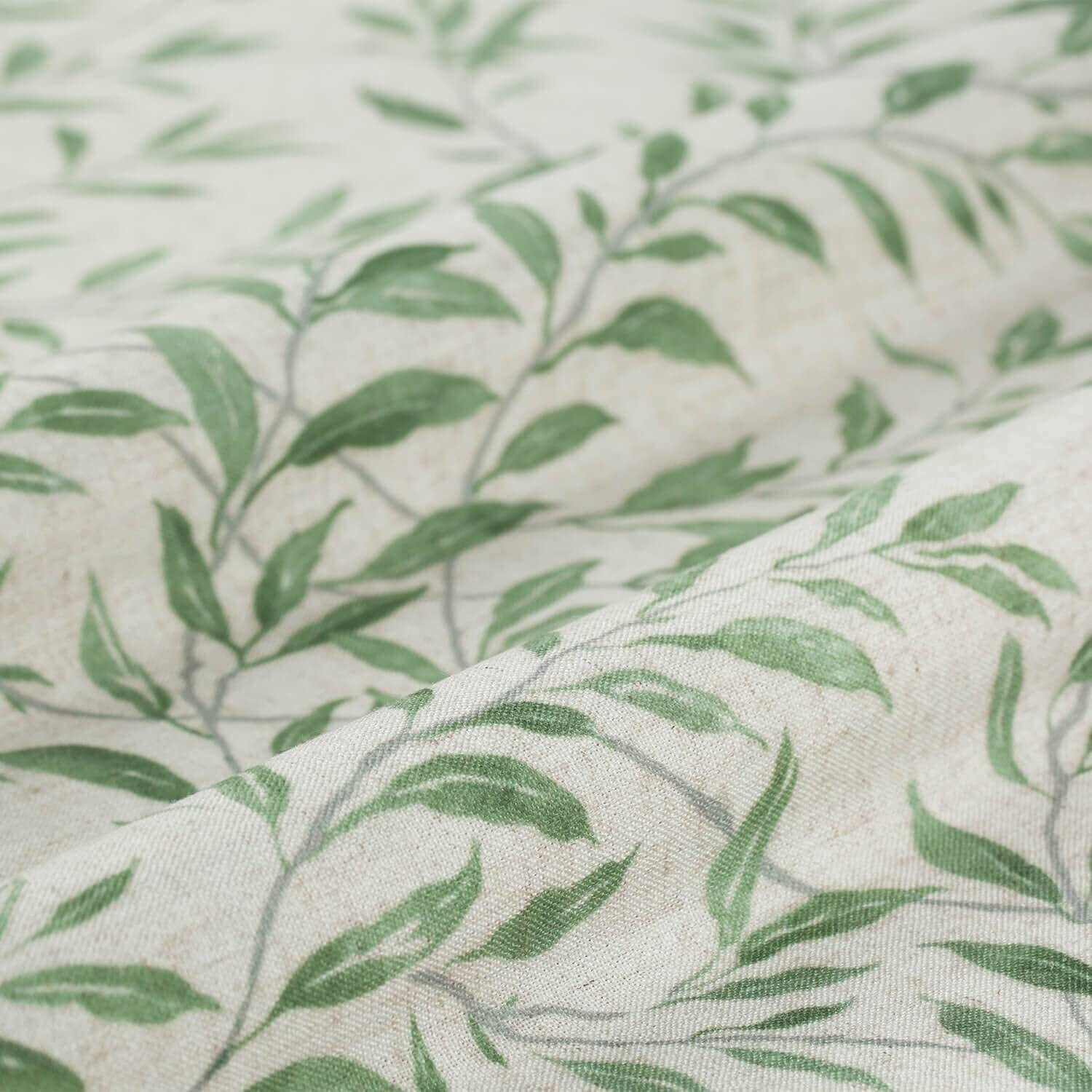 VOGOL Leaves Printed Decorative Farmhouse Window Treatments, Light Filtering Draperies for Bedroom Home Office, W52"xL96", One Panel, Green