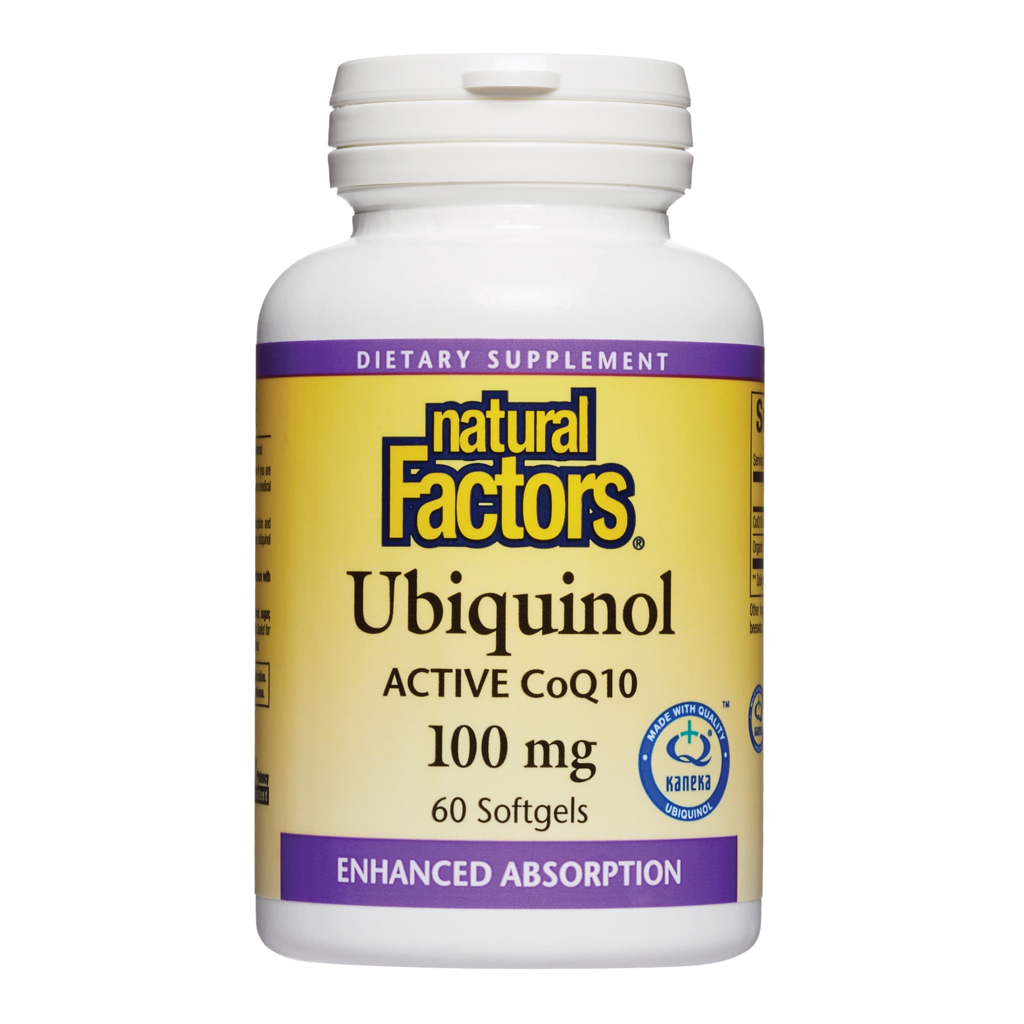 Natural Factors, Ubiquinol Active CoQ10 100mg, Coenzyme Q10 Supplement for Energy, Heart and Cognitive Support, 60 Softgels