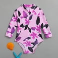 thumbnail image 5 of HAJWOH Girls One Piece Swimsuit for Kids Summer Leopard Print Rash Guard Bathing Suit Toddler Girl Long Sleeve Half Zip Up Swimwear, 5 of 6