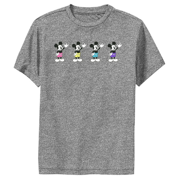Boy's Mickey & Friends Mickey Mouse Neon Wave  Performance Graphic Tee Charcoal Heather Large