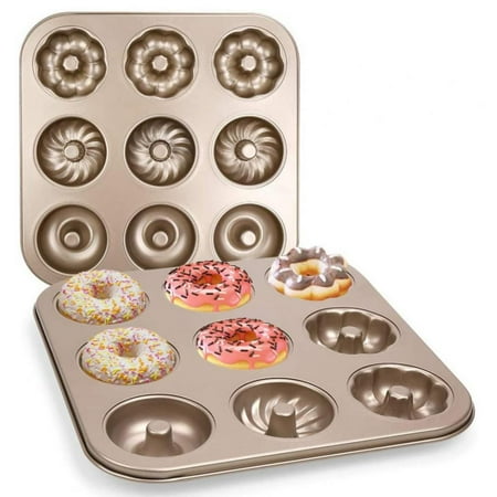 

Donut Pan Non-Stick 9-Cavity Bakeware Carbon Steel Cake Baking Mold Full-Sized Donuts Biscuit Bagels for Oven Baking Dishwasher Oven Freezer Safe