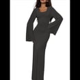 thumbnail image 1 of Vestido de Invitada de Boda para Mujer, Larga, Ajustado, de Punto Acanalado, Maxivestido Formal de Otoño Gris Oscuro L, 1 of 9