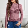 thumbnail image 6 of bnaln Womens Tops Mesh Long Sleeve Tops Crew Neck Floral Lace Shirts Blouses Sexy See Through Tees Shirts Party Club Night Lace Blouse Summer T Shirts Tunic Tops Y2K Going Out Tops, 6 of 8