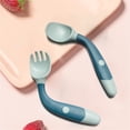 thumbnail image 4 of Tenedor y cuchara doblados para bebés, juego de tenedor y cuchara para bebés, utensilios flexibles para bebés, cuchara para entrenamiento de alimentación para ni, 4 of 6
