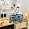 thumbnail image 5 of 2 Pack Bathroom Canisters Transparent Storage Jar for Cotton Ball, Swab, Floss Watercolor Waves, 5 of 7