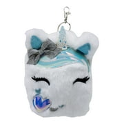 Claire's Girls Fuzzy White Unicorn Mini Backpack on Metal Keychain, Children's