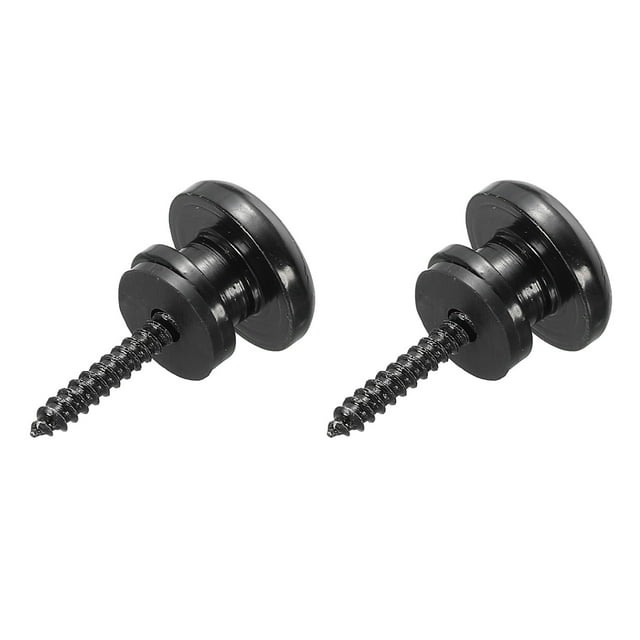 Unique Bargains Guitar Strap Button Buckle Lock Metal Small End Pins Sets Black with Black Rubber Washer for Guitar, 2 Set