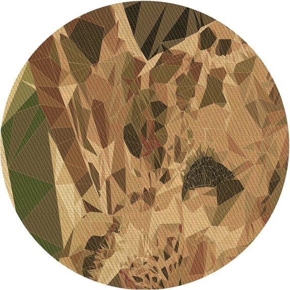 Ahgly Company Indoor Round Patterned Saddle Brown Area Rugs, 3' Round