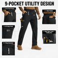 thumbnail image 3 of YAPPO Men's Work Pants, Water-Resistant Stretch Hiking Cargo Pants with 9 Pockets, 3 of 9