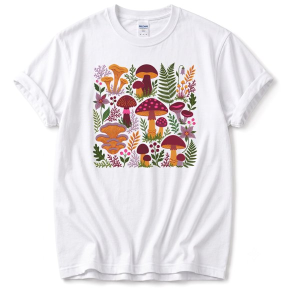 Cottagecore Mushroom T-Shirt – Nature Botanical Theme – Women & Nature Lovers' Wear