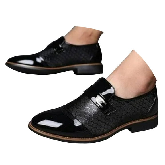 Mepaouo Mens Oxfords Leather Dress Shoes Monk Strap Classic Low Top Loafers Cap Toe Formal Business Shoes