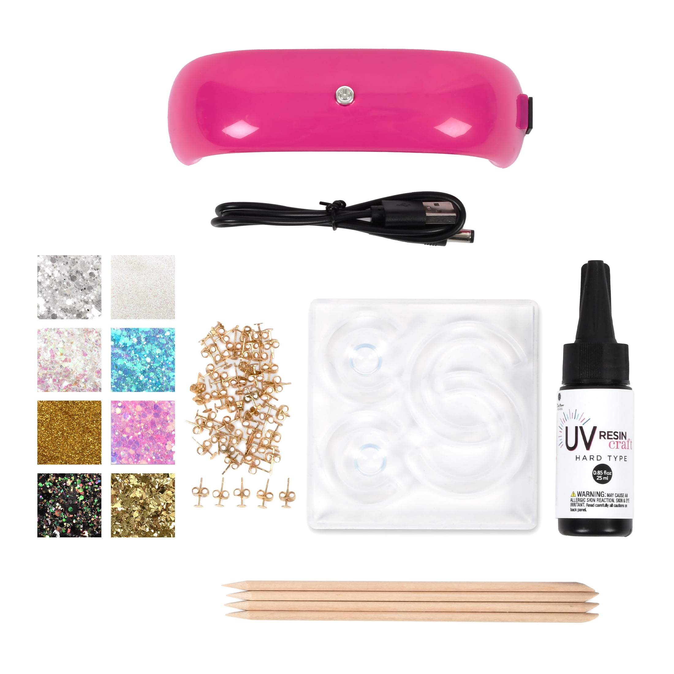Blue Moon Beads UV Resin Hoop & Stud Earring Jewelry-Making Kit, Multi-Color