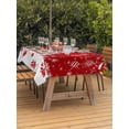 thumbnail image 2 of Outdoor Tablecloth with Umbrella Hole and Zipper, Christmas Tree Rectangle Table Cloth 60x120 Inch Waterproof Tablecloth, Xmas Red Balls Socks Pine Branch New Year Picnic Table Cover for Patio, 2 of 7