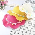 thumbnail image 1 of Fashion Summer Colorful Tassel Balls Kids Straw Hats Children Beach Cap Baby Photography Props Baby Girl Hat Sun Visor CapsIvoryChina He Qiyong unisex, 1 of 1