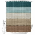 thumbnail image 2 of Teal Brown Waterproof Fabric Shower Curtain,Farmhouse Vintage Abstract Wooden Grain Waterproof Fabric Shower Curtain for Bathroom Curtains Bathtubs Hotel Shower Curtains with 12 Hooks Stall 48x72in, 2 of 8