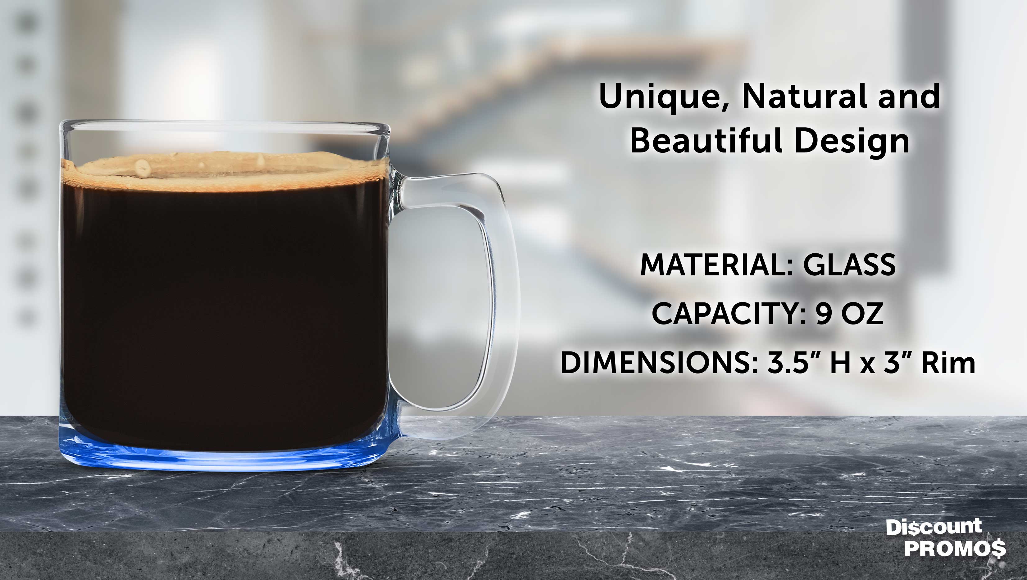 Small Glass Coffee Mugs 9 oz. Set of 10, Bulk Pack - Perfect for Coffee, Tea, Espresso, Hot Cocoa, Other Beverages - Blue