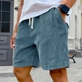 thumbnail image 4 of Corduroy Pants Men Drawstring Waisted Lounge Short Fashion Classic Fit Casual Vintage Bermuda Short Solid Color Corduroy Resort Wear with Pockets,Blue 3XL, 4 of 4