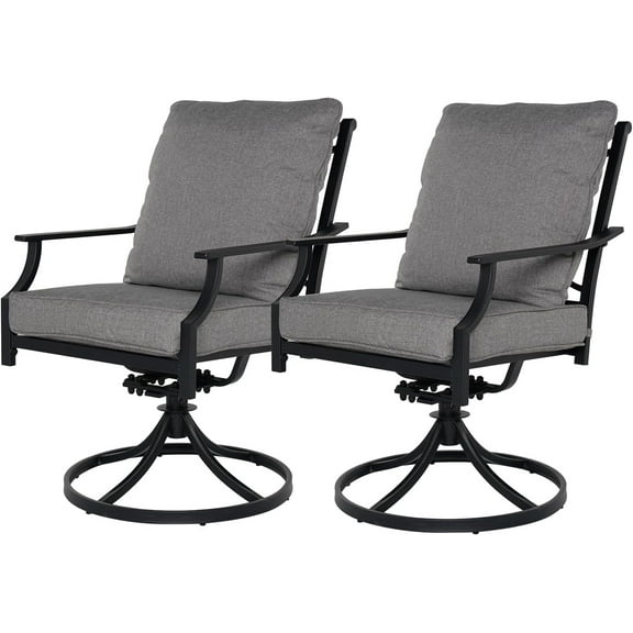 Grand Patio Outdoor Patio Dining Set for 2, 2 Swivel Dining Chairs with Gray Olefin Cushions