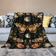 thumbnail image 2 of Orinice  Orange Butterfly Moon Flower Throw Blanket, Botanical Floral Plant Boho Cozy Decor Nap Blankets for Sofa Bed Couch Chair or Dorm Throws   50x60in, 2 of 6