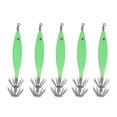 thumbnail image 1 of 5Pcs 8cm Fishing Lure with Hook Cuttlefish Jig Wood Shrimp Bait for Outdoor Saltwater Freshwater Luminous Green, 1 of 4