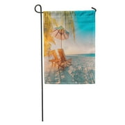 KDAGR Blue Perfect Sunset Beach Idyllic Tropical Landscape of Summer Vacation Garden Flag Decorative Flag House Banner 12x18 inch