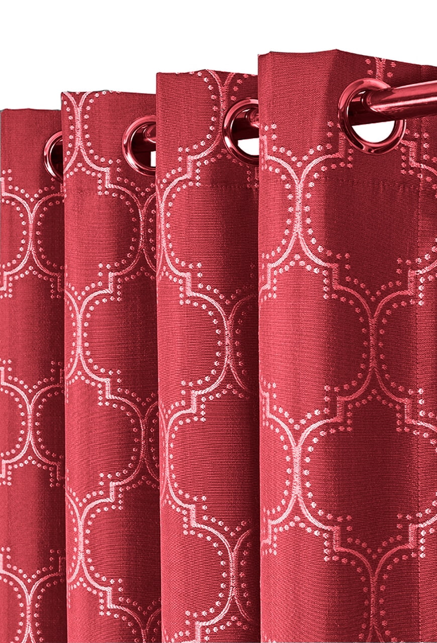 Royal Tradition 100% Blackout Curtain Panels Alana Jacquard Thermal Insulated (Set of 2 Panels) - 108x84 - Claret Red