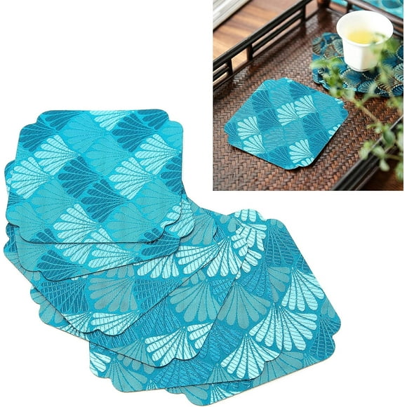 Nvzi posavasos cuadrados para bebidas, posavasos rústicos para tazas de café, posavasos antideslizantes para protección de la mesa (azul)