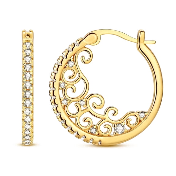 MULA Sparkling European 925 Sterling Silver Hoop Earrings AAA CZ Retro patterns for Women Jewelry Gift