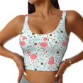 thumbnail image 1 of Fotbe Cute Flamingo Sujetador Deportivo Largo sin Aros para Mujer con Almohadillas y Soporte Medio, Transpirable y Absorbente, Camiseta Tipo Chaleco o Tank Top-XX-Large, 1 of 8