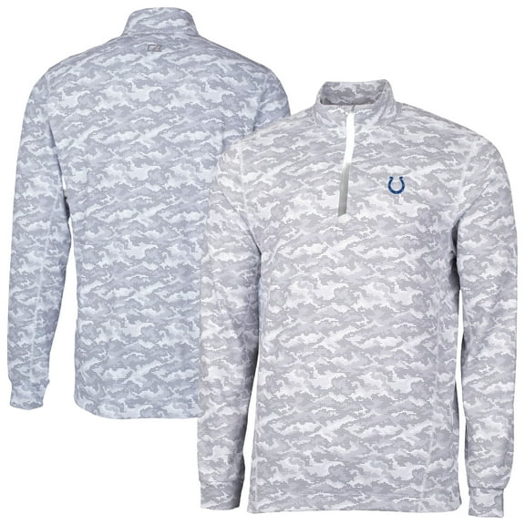 Men's Cutter & Buck Charcoal Indianapolis Colts Big & Tall Traverse Eco Camo Tri-Blend DryTec Quarter-Zip Jacket