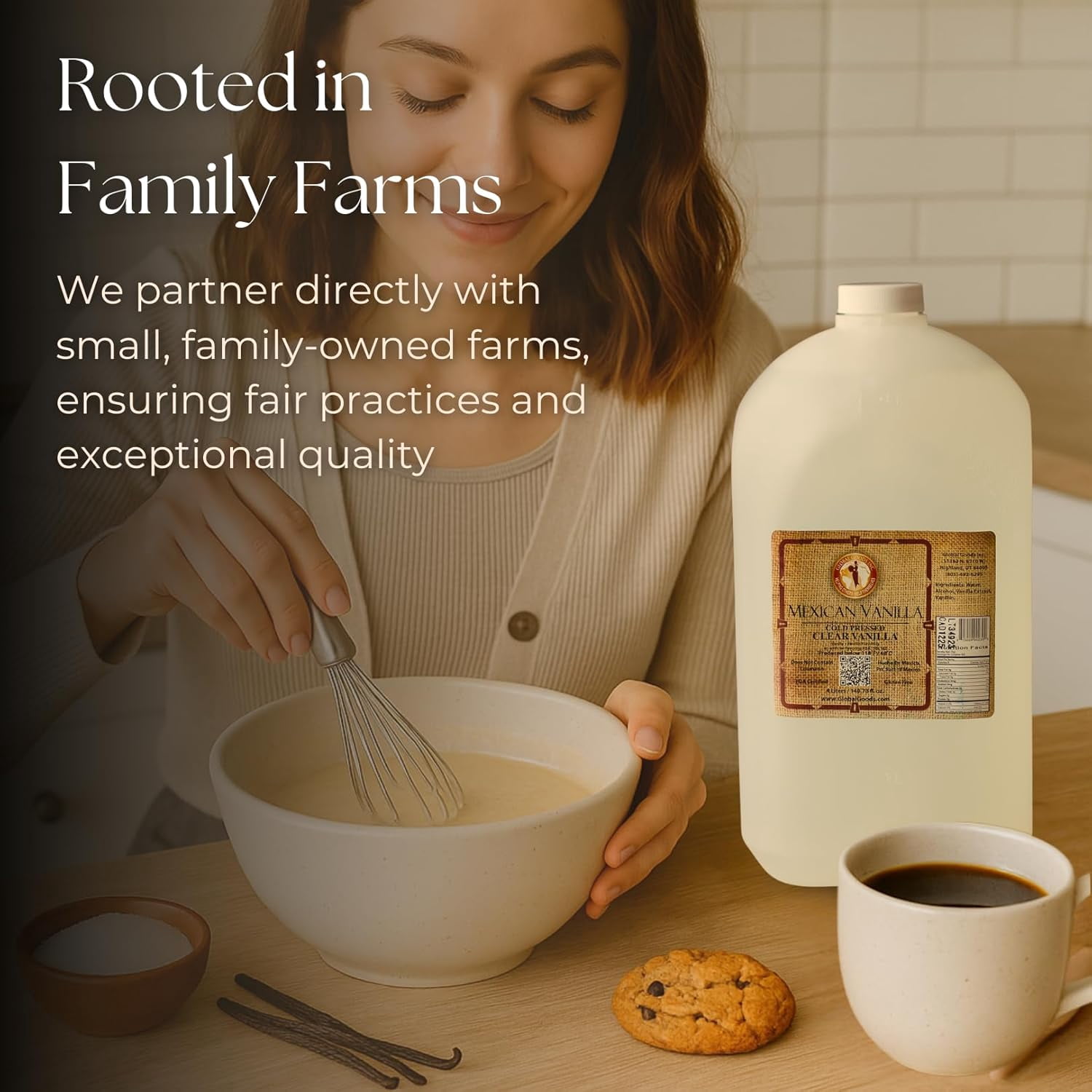 Pure Clear Mexican Vanilla Extract Gluten Free, Coumarin Free Vanilla for Baking 135.25 fl oz bottle