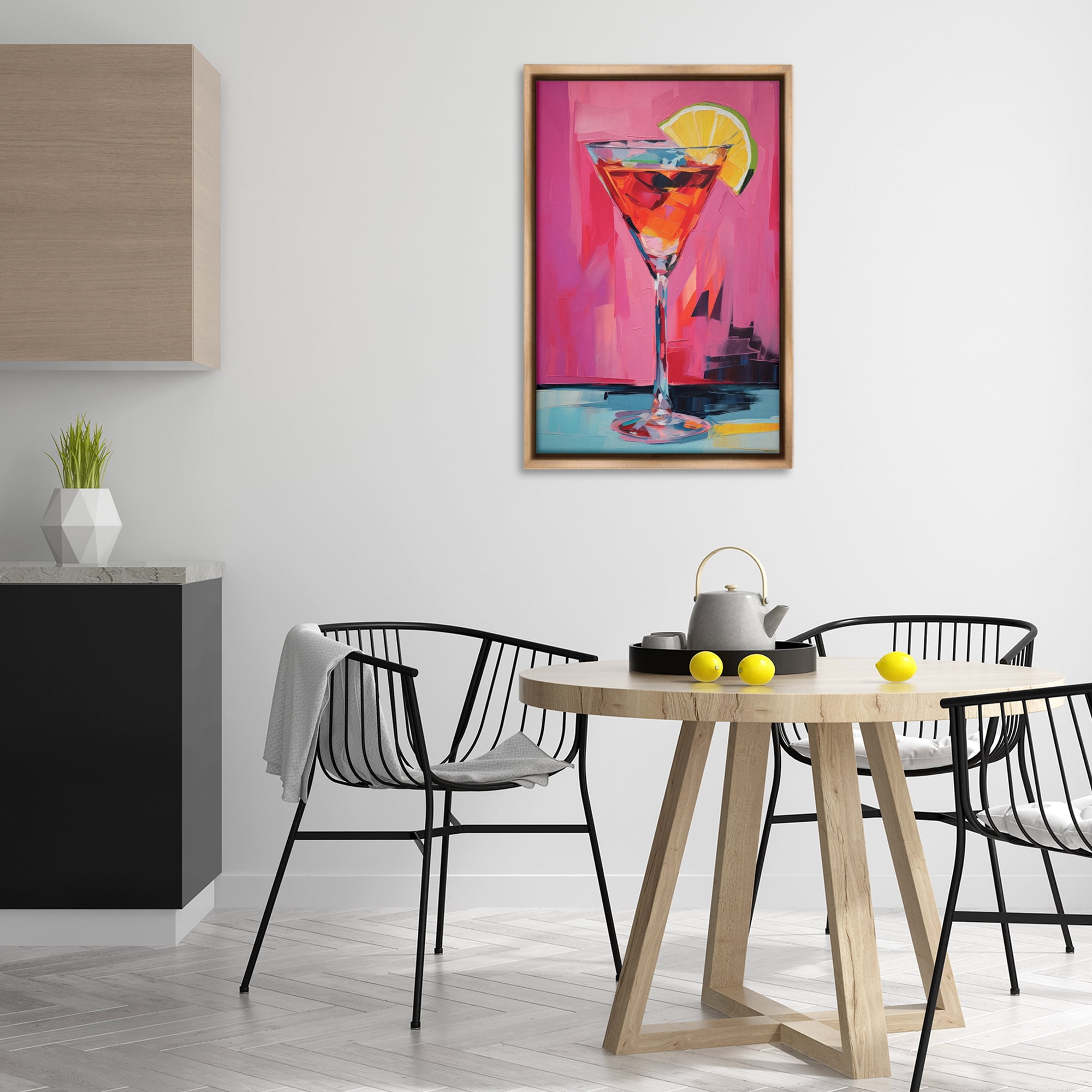 Stupell Industries Pink Lady Cocktail Food & Beverage Painting Brown Floater Framed Canvas Art Print Wall Art, 21 x 31