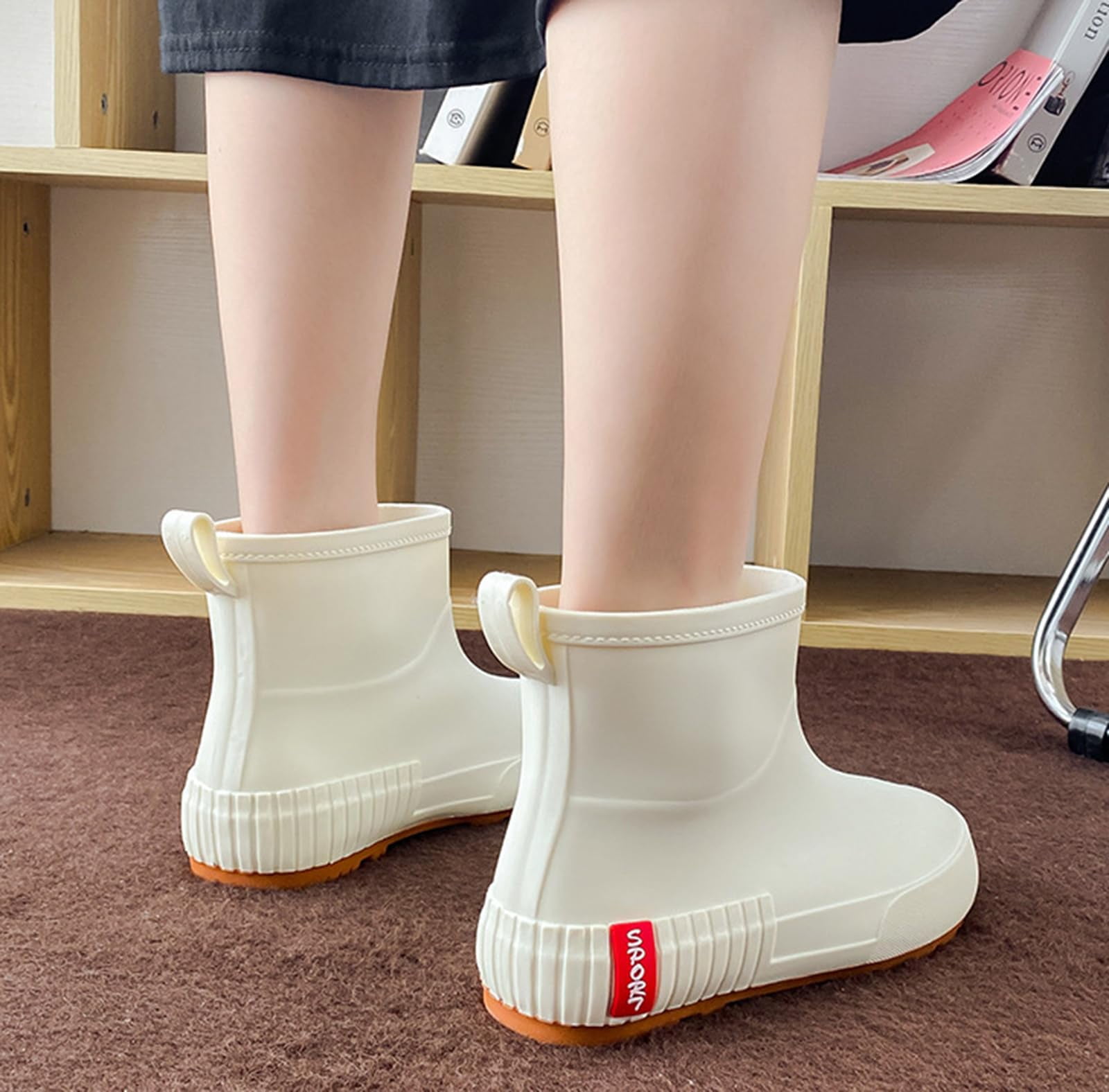 AUXDIQ Rain Boots Women Short Ankle Waterproof Rain Shoes Outdoor Garden Shoes