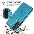 thumbnail image 2 of Allytech Galaxy S23 Plus Case Wallet,Galaxy S23+ Case, Flower Embossed Magnetic Closure Shockproof Protective PU Leather Stand Cards Slots Wallet Case for Samsung Galaxy S23+ Plus - Blue, 2 of 9