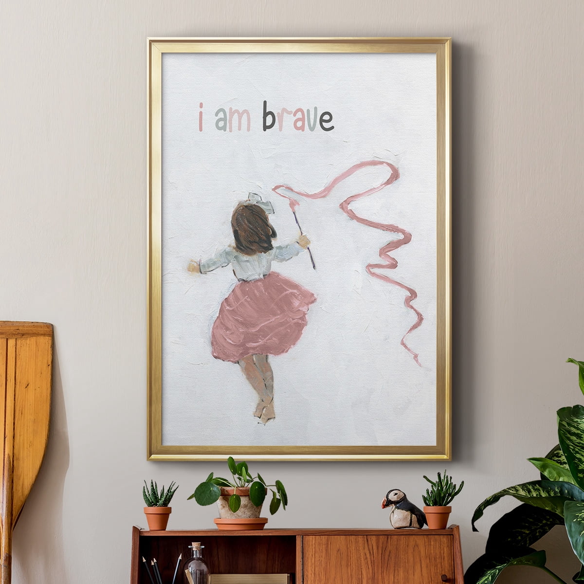 Girl Catching Wind Premium Framed Print - Ready to Hang