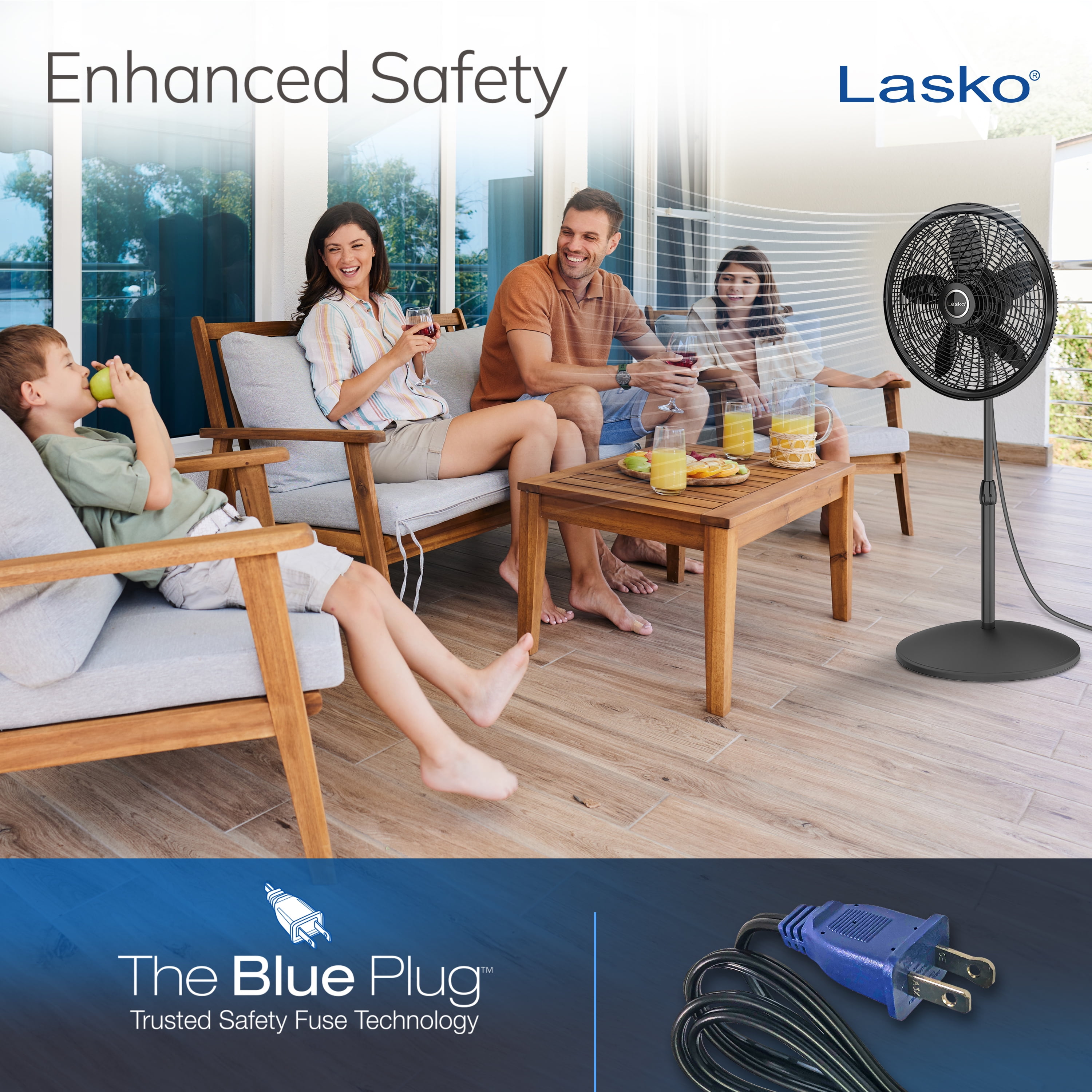 Lasko Elegance & Performance 18" 3-Speed Oscillating Pedestal Fan, Black, 1827